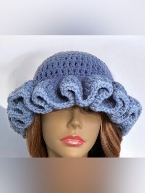 Chic Blue Ruffled Women's Hat